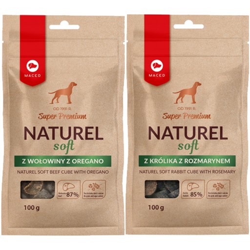 MACED NATUREL SOFT pochúťka pre psov MIX zajačik s rozmarínom 2x100g