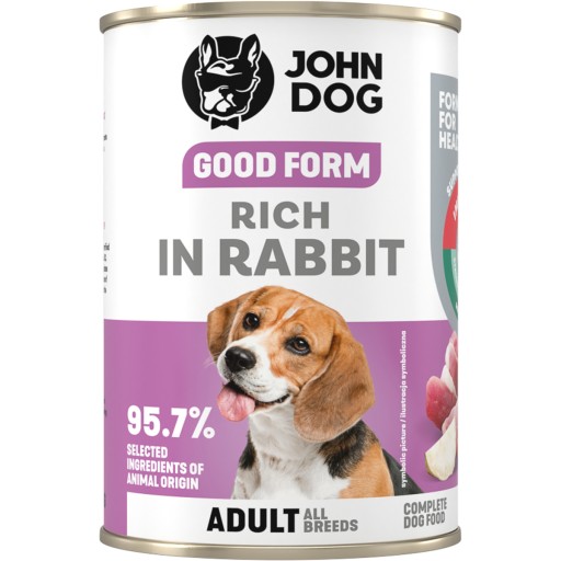 John Dog Good Form Mokré krmivo pre psov bohaté na králiky 400 g