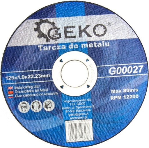 KOVOVÉ OCELOVÉ REZNÉ KOTÚČE 125x1,0 GEKO