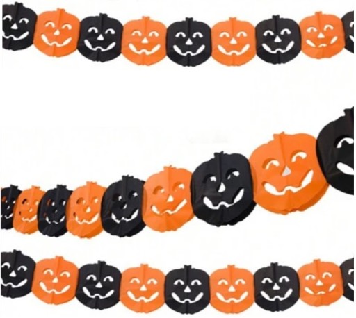Girlandový hodvábny papier tekvica Halloween Banner papierová dekorácia 300cm
