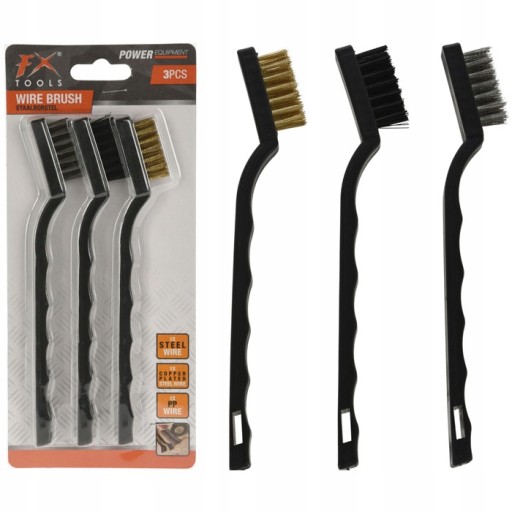 x3 MINI DRÔTENÁ KEFA OCELOVÁ MEDENÁ NYLONOVÁ 17,5cm