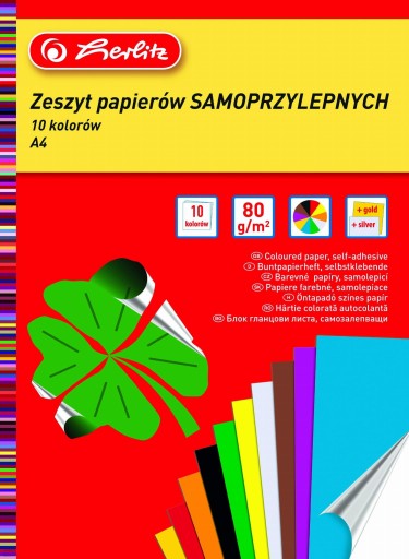 Zápisník A4 farebných, samolepiacich výrezov HERLITZ