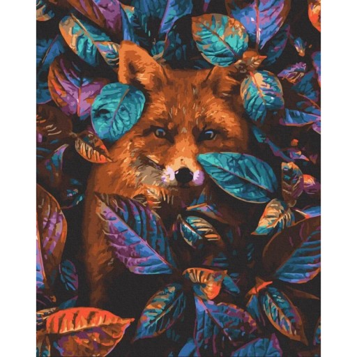 MAĽBA PODĽA ČÍSEL OBRAZ MAĽBA OBRAZ LÍŠKA 47X58CM KOMPLETNÁ SADA