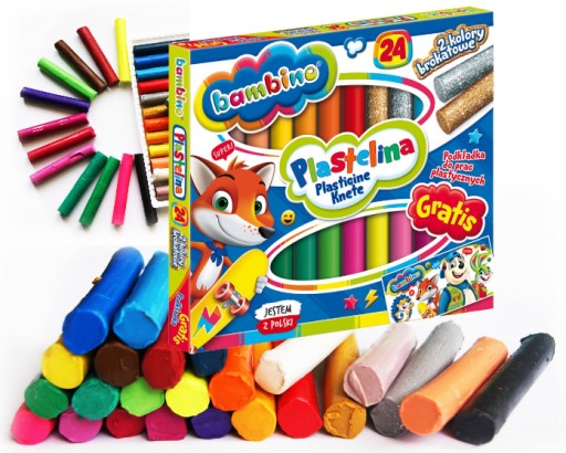 BAMBINO plastelína do školy, 24 farieb + podložka