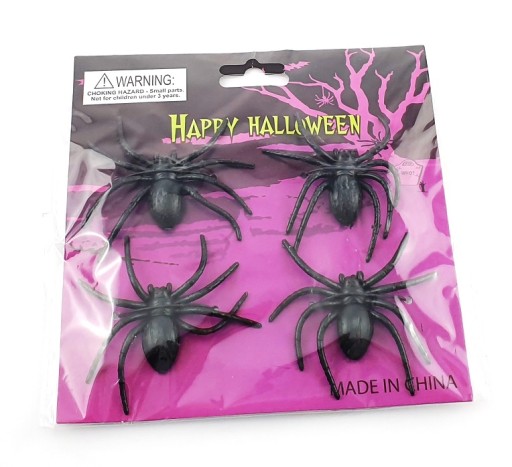 Spider Halloween pavúky umelá dekoračná guma Čierna 4 ks.