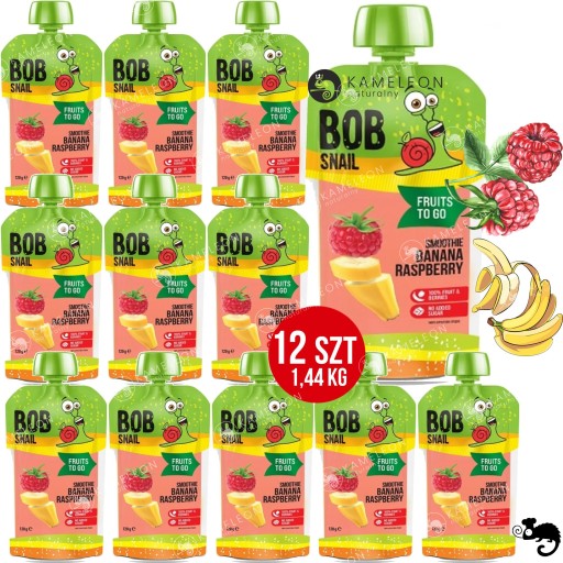 BOBSNAIL SNAIL MUSSE smoothie bez CUKRU BANÁNOVÁ MALINA banán-malina 120G