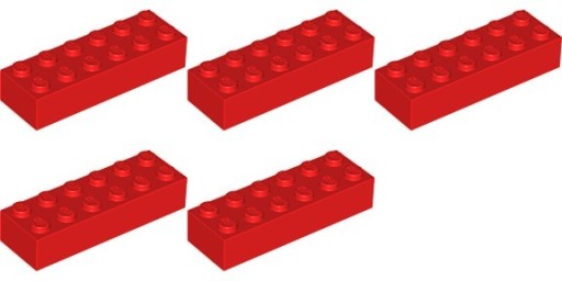LEGO 2456 BRICK 2x6 červená (20g) 5 ks.