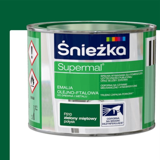 ŚNIEŻKA Supermal olejovo-ftalátový smalt LESK 200 ml MäTOVÁ ZELENÁ
