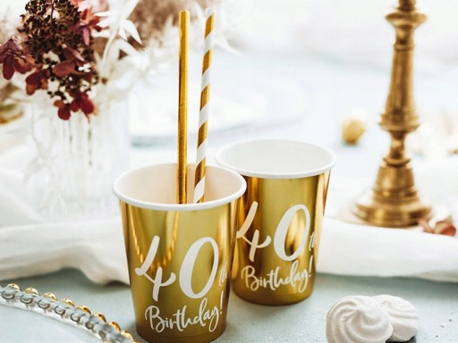 40. narodeniny GOLD papierové poháre 6ks/220ml