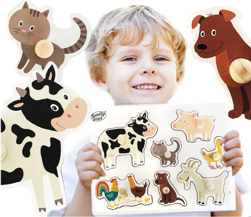 Drevené farmárske puzzle SMILY PLAY Montessori