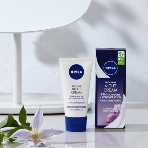 NIVEA 24H hydratačný upokojujúci + regeneračný nočný krém 50 ml