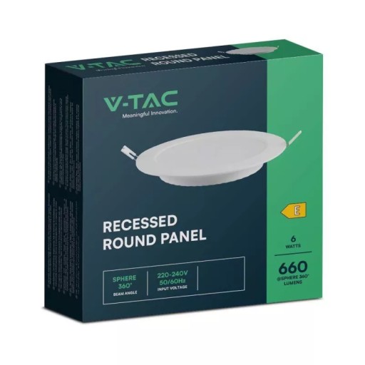 V-TAC Premium Downlight LED Panel 6W Okrúhly fi120 VT-61006 4000K 660lm