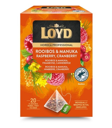 Loyd Rooibos a Manuka express ovocný čaj s malinou a brusnicami 20x2g