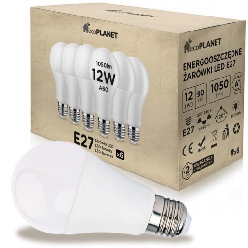 6x LED žiarovka E27 A60 12W 1050lm ecoPLANET COLORS