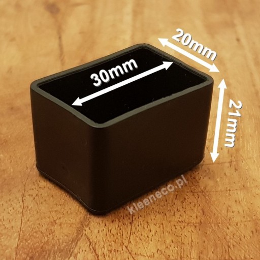 Čierne kryty čiapky na obdĺžnikové nohy 20x30mm