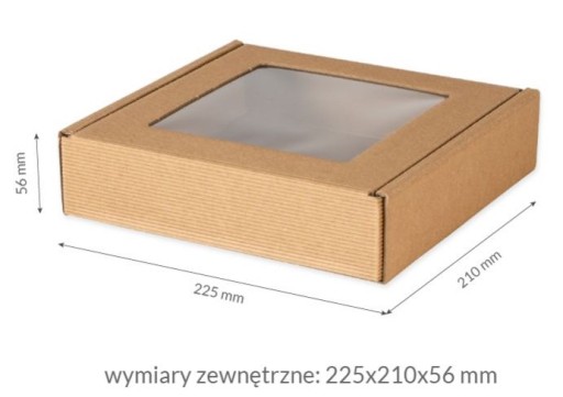 Krabička s oknom 200x200x50 lepenka s vlnitým rebrovaním