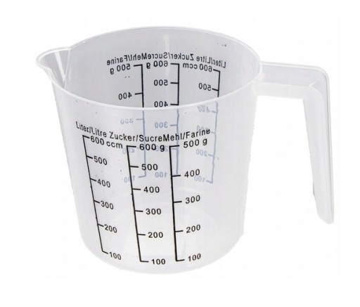 KUCHYŇSKÁ ODMERKA NA ODMEROVANIE MLIEKA A MÚKY, 0,5L, PLAST
