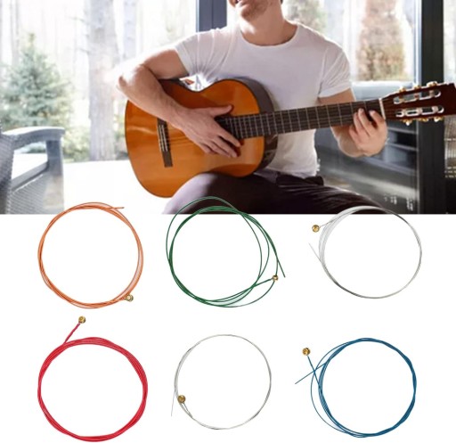6ks gitarových strún 81cm/31,89in náhradné kovové gitarové struny