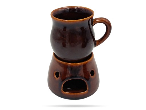 Kameninový hrnček na varené víno 200 ml tmavohnedý koňak Trio KERA CERAMIKA