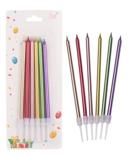 Narodeninové sviečky MIX COLOR dlhé 10cm/ 6ks