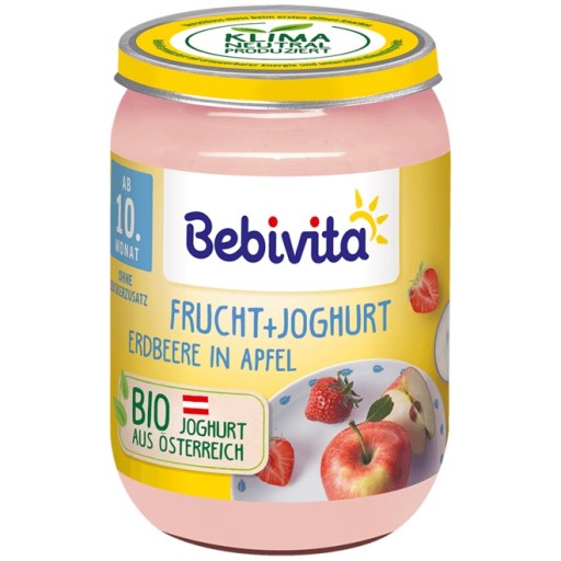 BEBIVITA JOGURT JAHODOVÉ JABLKO 10m 190g JOGURTOVÝ DEZERT