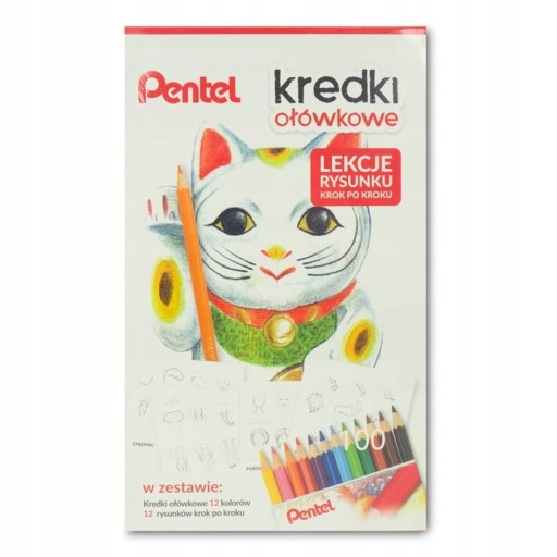 SADA FARBY CERUŽKY 12 FARIEB A ZÁPISNÍK S 12 LEKCIAMI KRESBY PENTEL
