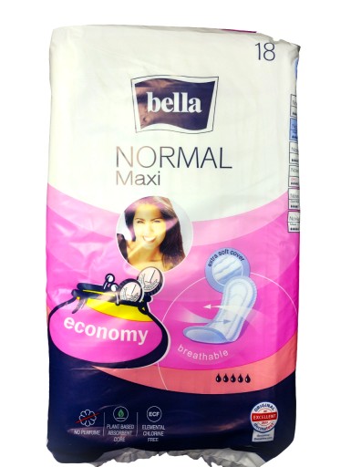 Normálne hygienické vložky Bella Maxi bez krídel, 18 ks.