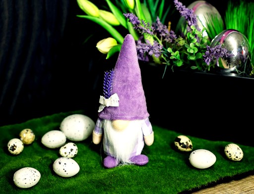 TRPASLÍK ZAJÍČIK GNOME FIALOVÝ MATERIÁL 20CM SASKA GARDEN