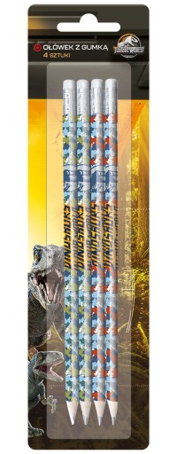SADA ceruziek s gumou 4 ks JURASSIC PARK BENIAMIN