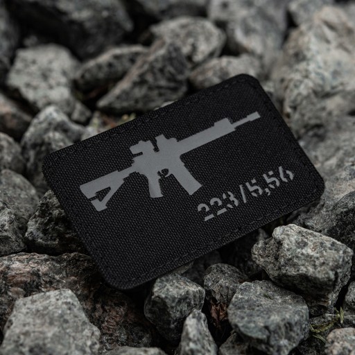 Náplasť Emblem AR-15 223/5,56 laserom rezaná čierna/sivá M-Tac