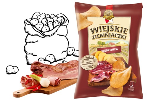 Zemiakové lupienky, údené mäso, 130g