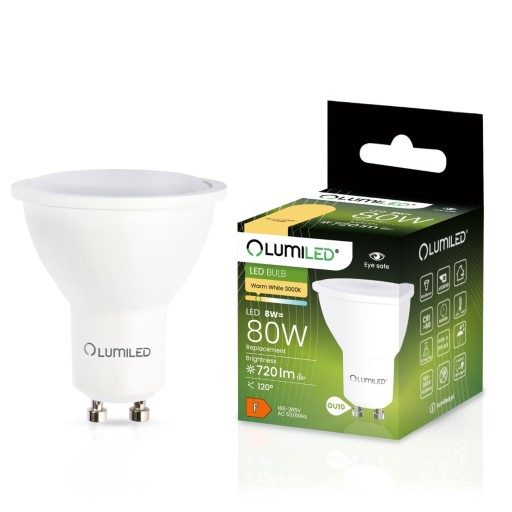 GU10 LED žiarovka 8W = 70W 720lm 3000K Teplá 120°