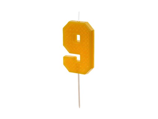 Narodeninová sviečka číslo 9 - žltá