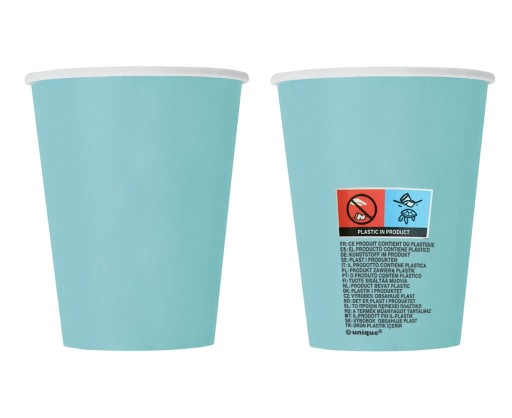 Svetlomodré papierové poháre 270 ml 14 ks.