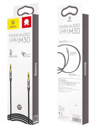 BASEUS AUX KÁBEL MINI KONEKTOR 3,5 MM ZÁSTRČKA AUDIO KÁBEL PRE AUTO 150CM 1,5M