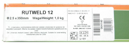 RUTWELD RUTIL ELEKTRODE R12Ø 2,5 X 350mm /7 ks/