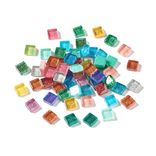 kabk80 Sklenený kabošon štvorcový 10x10mm mix 20 ks