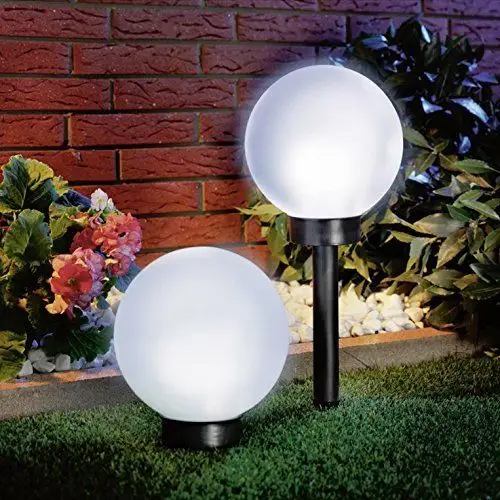 Solárne záhradné svietidlá, LED guľa, biele, 15 cm, pre záhradnú tyč