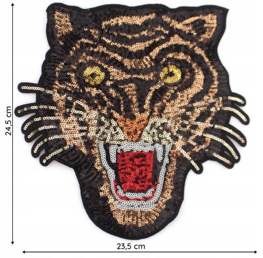 Veľký flitrový tiger Nášivka s flitrami