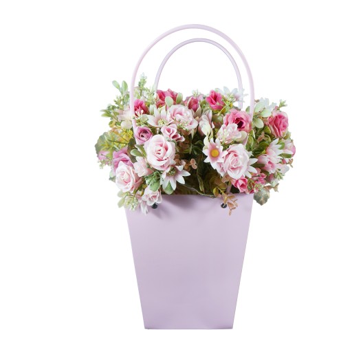 Ozdobná kvetinová darčeková taška 42 cm, svetlofialová, na svadobný dar