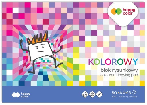 Farebný blok na kreslenie A4 80g 15 listov Happy Color
