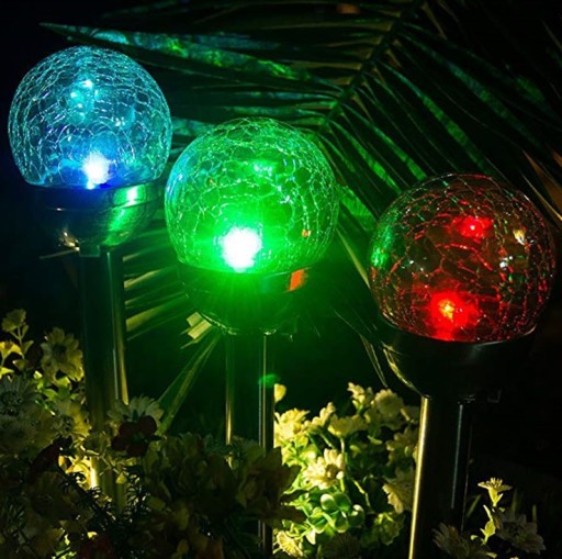 Záhradné solárne svietidlo KULA z matného SKLA, 2 LED, biela/farba P-482