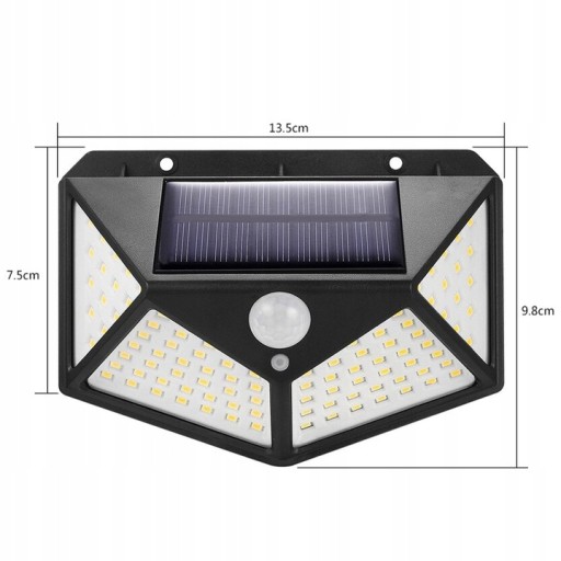 SOLAR LAMPA 100 LED SO SNÍMAČOM POHYBU SÚMRAK, NÁSTENNÁ FASÁDA