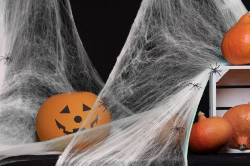Pavučina halloweenska dekorácia + 2 pavúky 60g