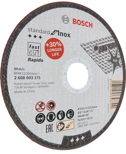 KORUNDOVÝ KOTOUČ BOSCH na rezanie ocele 125x1 INOX