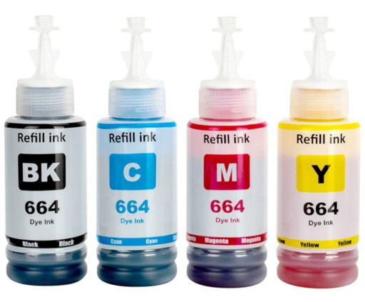 4x 664 ATRAMENT PRE EPSON ECOTANK JEHO TLAČIAREŇ L3070 L3060 L3050
