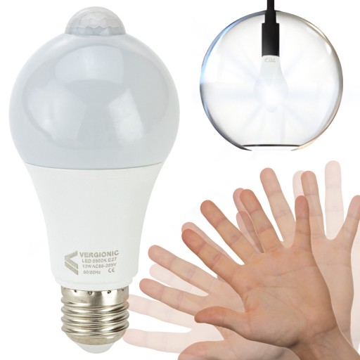 E27 LED ŽIAROVKA so súmrakovým pohybovým senzorom 12W neutrálna 230V VÝKONNÁ