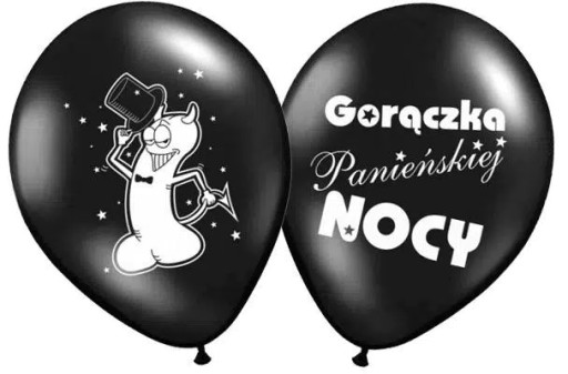 Gumený balón Bachelorette Night Fever, čierny, 12 cm