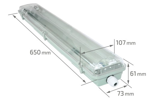 HERMETICKÉ ZARIADENIE PRE T8 LED ŽIVOTNÉ LAMPY 2x60CM