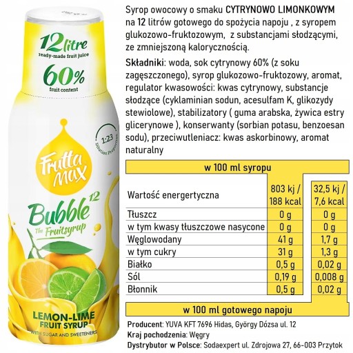 FRUTTAMAX CITRÓNOVÝ LIMETOVÝ SODASTREAM SIRUP